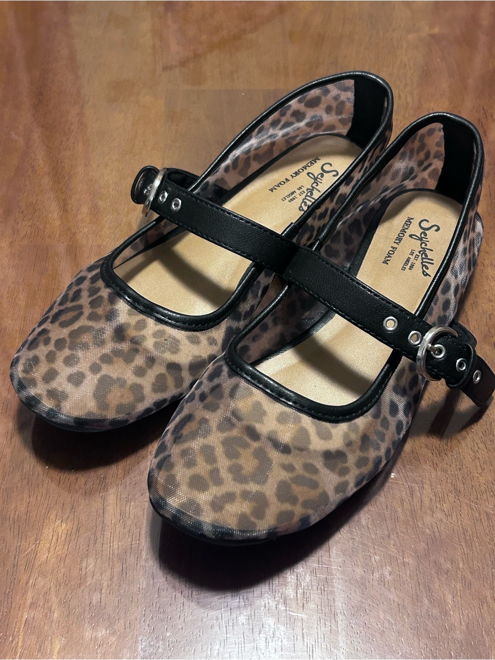 Seychelles Lorie Sheer Leopard Mary Jane Slip On Ballet Ballerina Women Sz 5.5